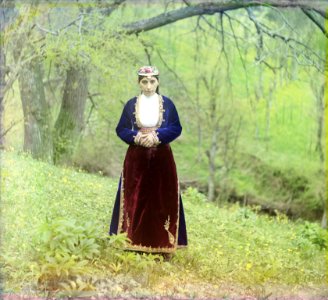 Armenian woman in national costume (crop) photo