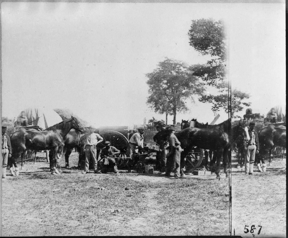 Army blacksmith and forge, Antietam, Maryland, 09-1862 - NARA - 559270