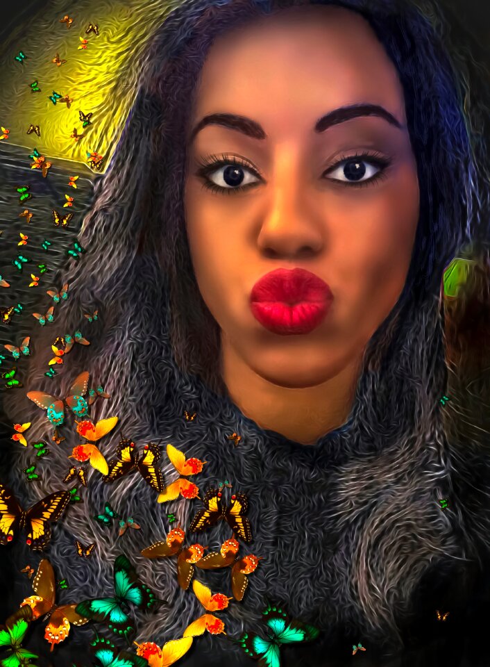 Fantasy lady butterflies mysterious girl
