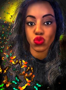 Fantasy lady butterflies mysterious girl photo