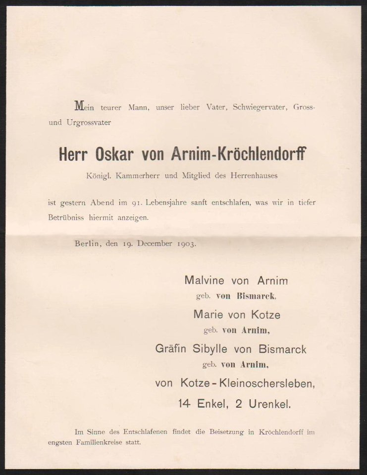 Arnim-Kröchlendorff,Oskar 1903 Berlin