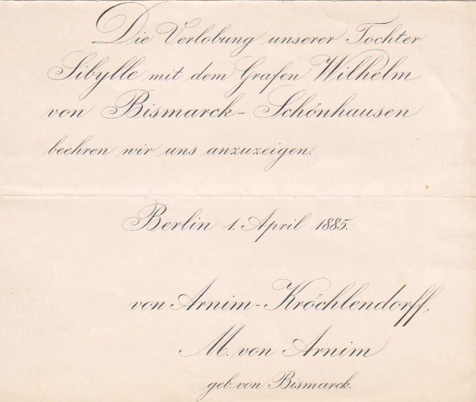 Arnim Bismarck,Sibylle 1885 Berlin