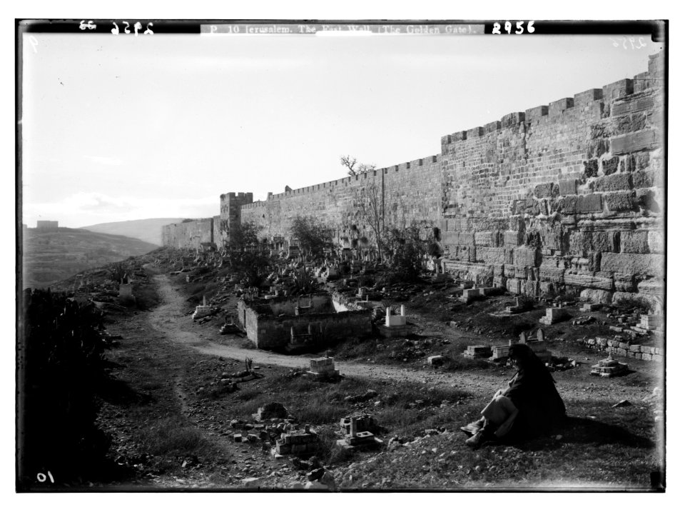 Around the city wall (Jerusalem). The east wall, showing Herodian wall and Golden Gate LOC matpc.02522