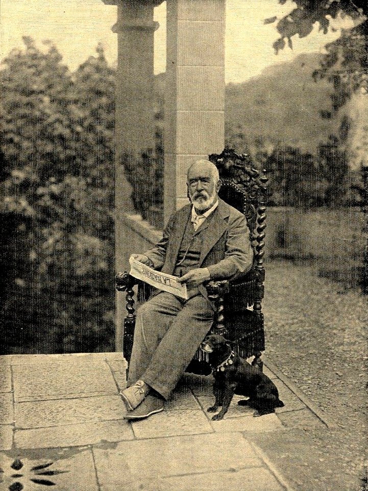 Arnold Böcklin auf der Terrasse seiner Villa in San Domenico bei Fiesole in der Nähe von Florenz