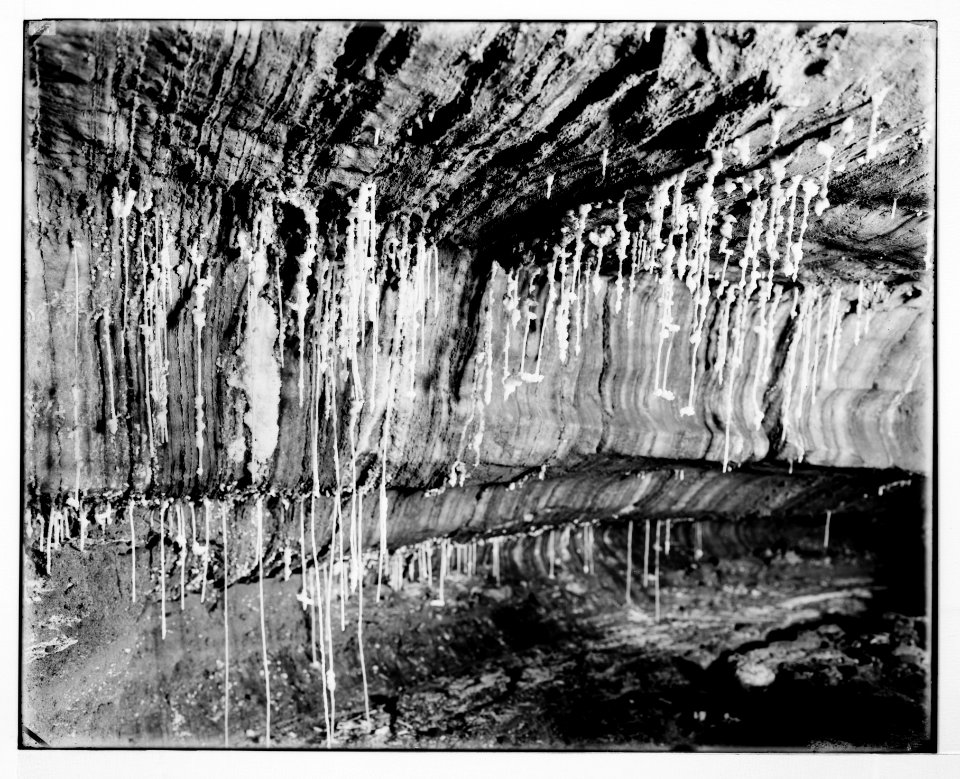 Around the Dead Sea (Bahr Lut). Salt stalactites in cave of Jebel Usdum LOC matpc.07364