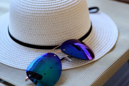 Sun protection straw hat glasses photo