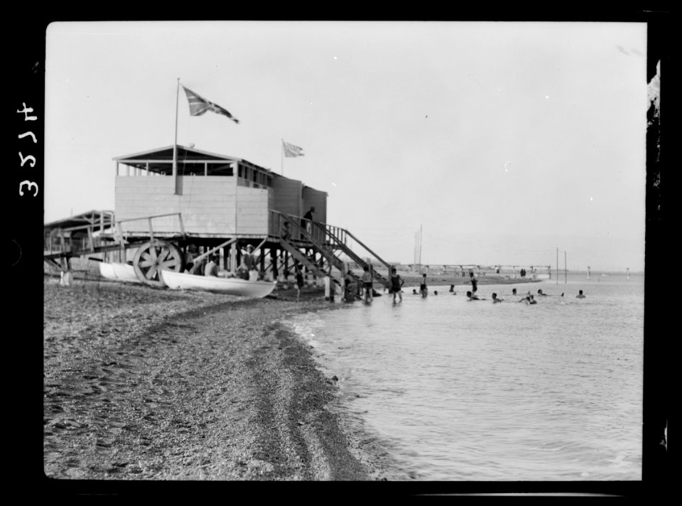 Around the Dead Sea. Kallia, Dead Sea resort. Beach and bath house LOC matpc.15265