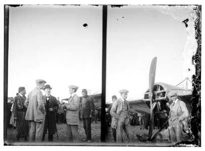 Arrival of French pilot Marc Bonnier and mechanic Joseph Barnier in a Nieuport airplane, the first aviators to fly into Jerusalem LOC matpc.08060