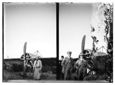 Arrival of French pilot Marc Bonnier and mechanic Joseph Barnier in a Nieuport airplane, the first aviators to fly into Jerusalem LOC matpc.08062
