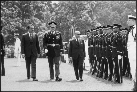 Arrival Ceremony for His Excellency Carlos Lleras Restrepo of Columbia - NARA - 194637