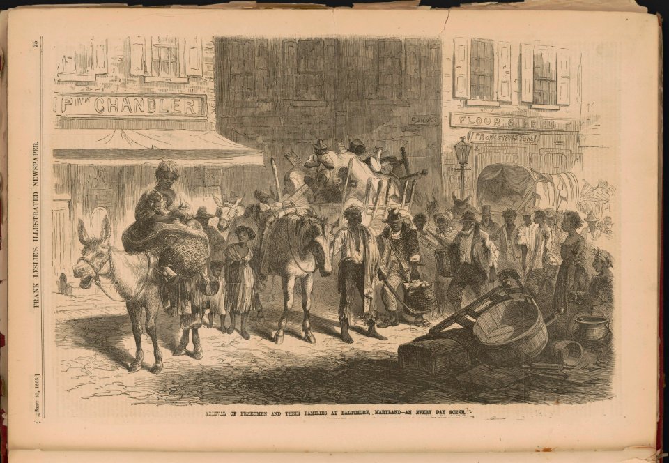 Arrival of freedmen and their families at Baltimore, Maryland - an every day scene LCCN2001697357
