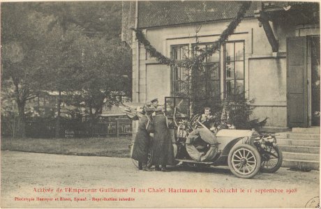 Arrivée de l'Empereur Guillaume II au chalet Hartmann à la Schlucht le 11 septembre 1908 CP 2236 PsurR