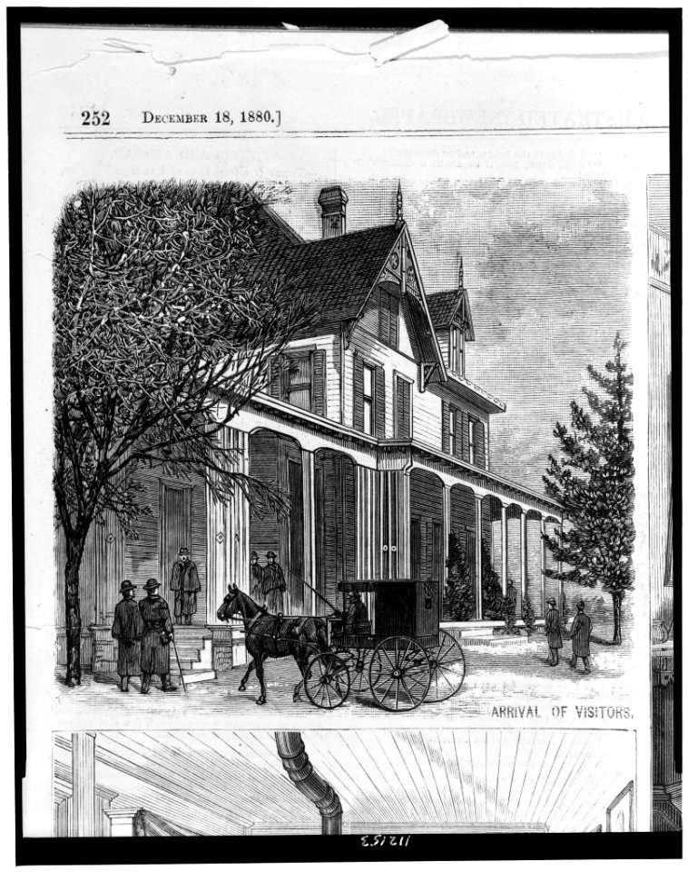 Arrival of visitors outside home of James A. Garfield, at Mentor, Ohio) - from a sketch by our special artist LCCN94515493