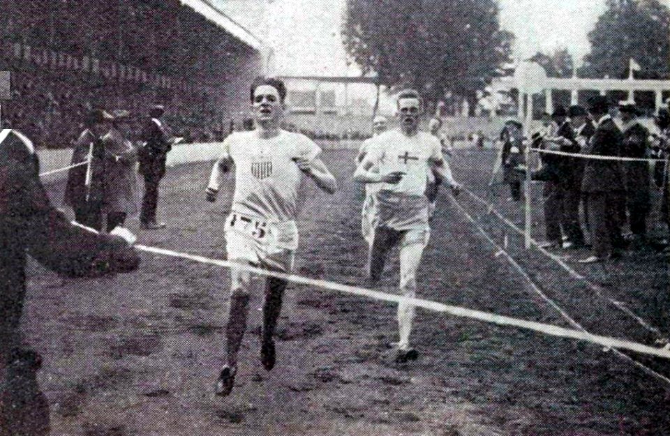 Arrivée du 3000 mètres par équipe aux JO de 1920 (1ers USA)