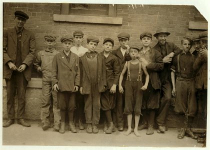 Arthur Chalifoux, 3 Rand St. (4th boy from left). Works in Eclipse Mills, No. Adams. LOC nclc.02263