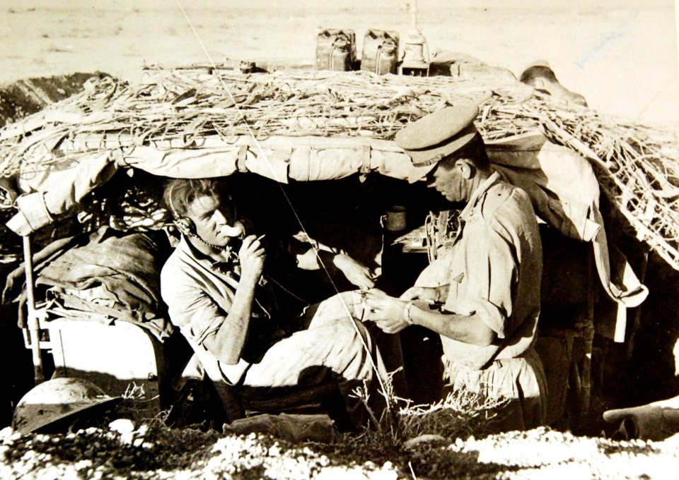 Artillery officer directing gunfire from a control post, 8th Army, WWII (36845599640)