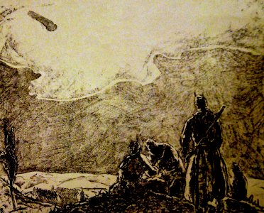 Artwork of a German soldiers underneath an airship by Will Geiger (31306332624)