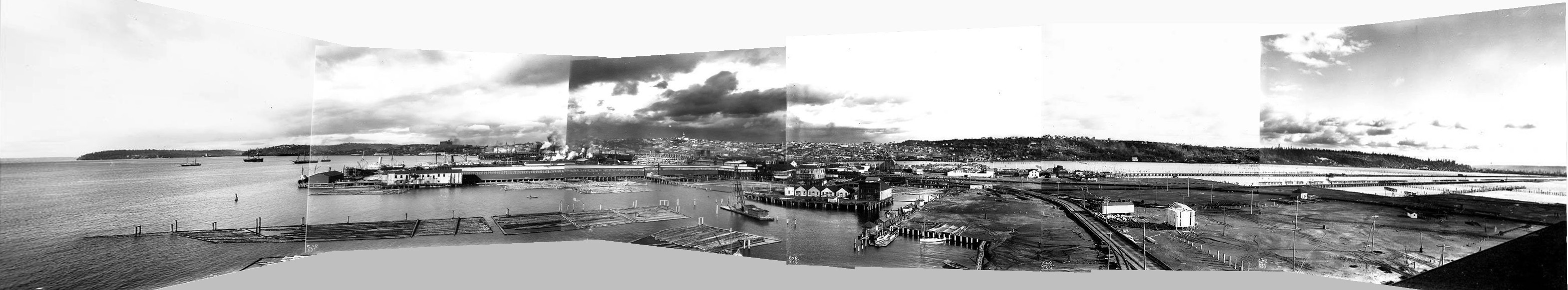 Asahel Curtis panorama from Centennial Mill showing Seattle in 1902