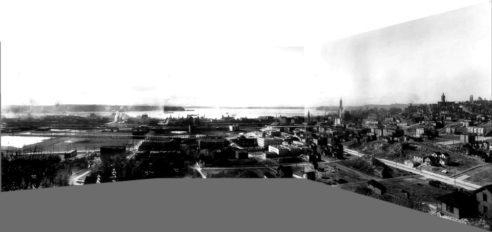 Asahel Curtis panorama of Seattle from Beacon Hill, 1914 photo