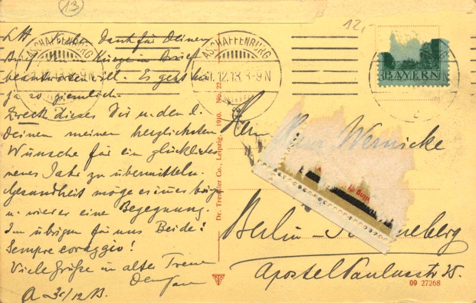 Aschaffenburg, Bayern - Dalbergstraße (back) (Zeno Ansichtskarten)