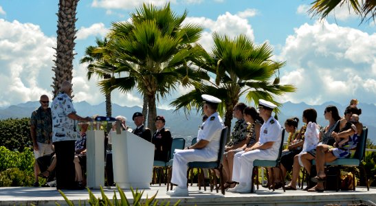 Ashes of Pearl Harbor survivor scattered at USS Utah Memorial 150702-N-GI544-024