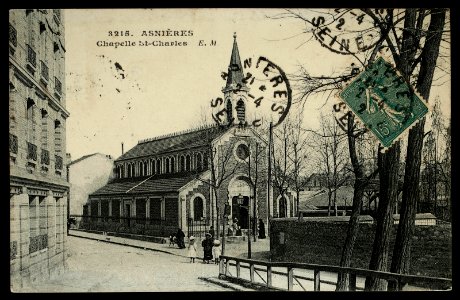 Asnières-sur-Seine.Chapelle Saint-Charles.Pont des Couronnes.Rue Auguste-Bailly