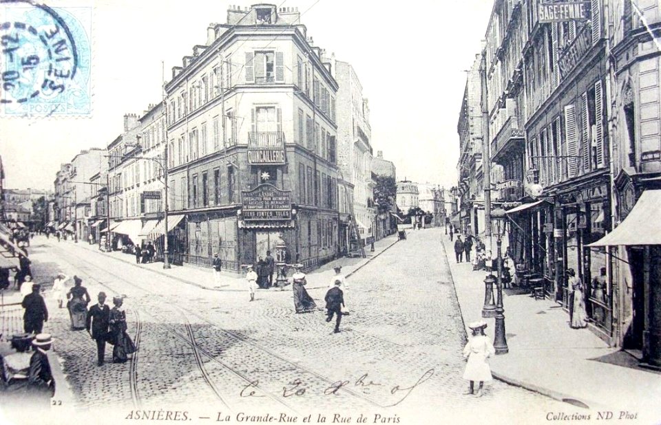 Asnières-sur-Seine.Grande Rue et rue de Paris