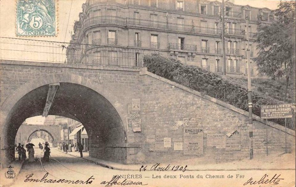 Asnieres.Deux ponts du Chemin de Fer.1905