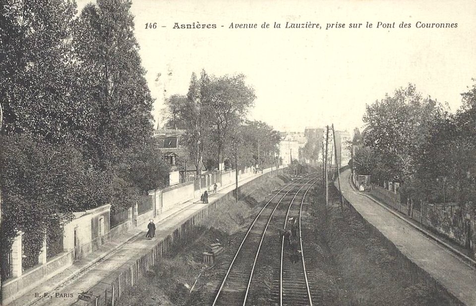 Asnieres, rue de la Lauziere, vue du Pont des Couronnes