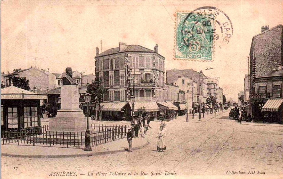 Asnières-sur-Seine.Place Voltaire.Rue Saint-Denis