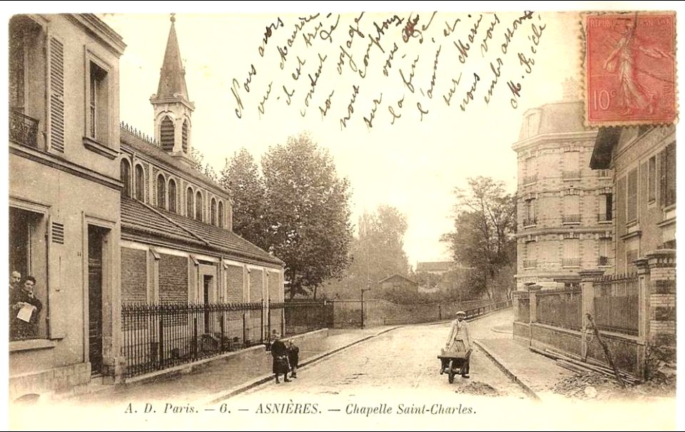 Asnières.Quartier de Bécon-les-Bruyères.Chapelle Saint-Charles.Rue Roger-Campestre