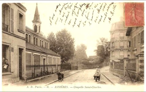 Asnières.Quartier de Bécon-les-Bruyères.Chapelle Saint-Charles.Rue Roger-Campestre
