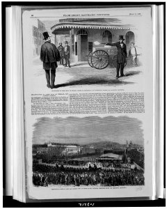 Assassination of James King, of William, corner of Montgomery and Washington Streets, San Francisco, California - - Richardson=Cox, sc. Execution of James P. Casey and Charles Cora in front LCCN91732249