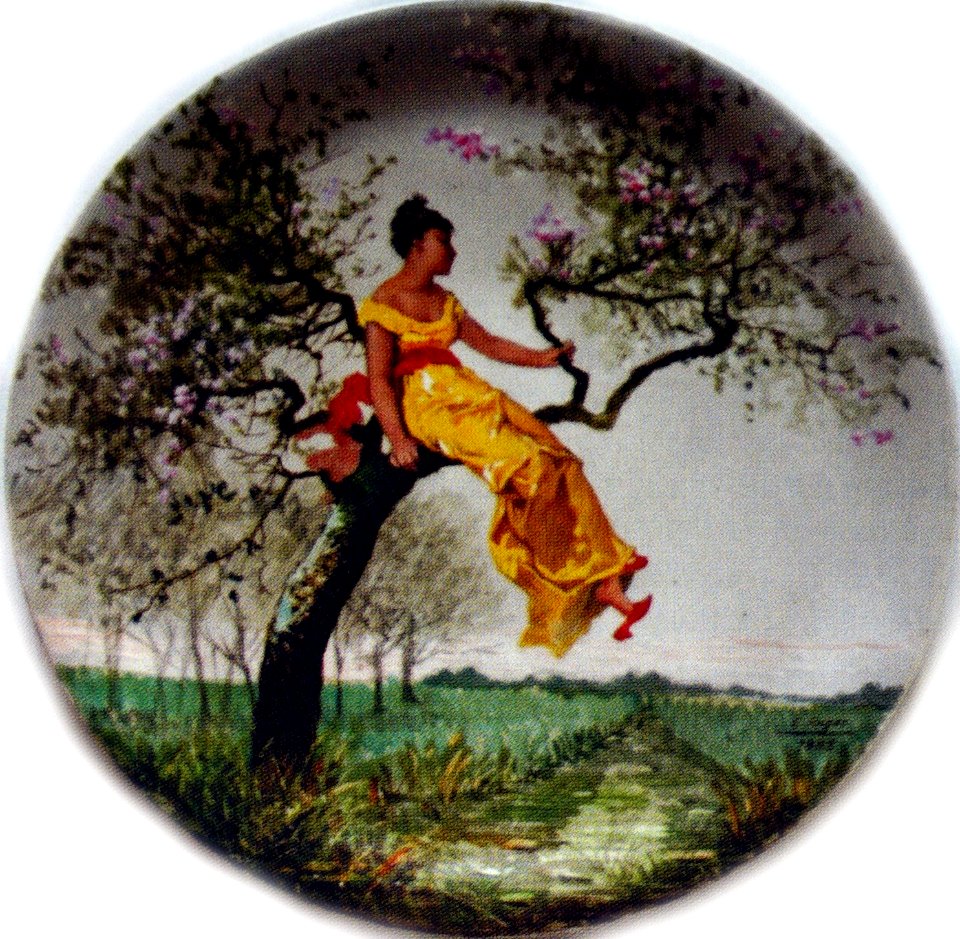 ASsiette jeune fille dans un arbre 92235