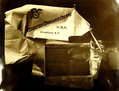 Assorted Chocolate Creams candy wrapper, American Expeditionary Forces, Paris, France, 1918 (28457615286)