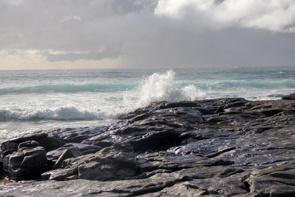 Landscape rock pools wave photo