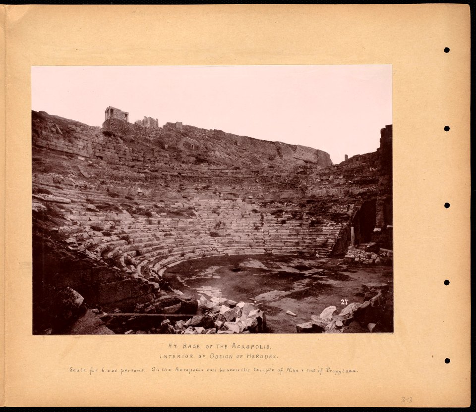 At base of the Acropolis. Interior of Odeion of Herodes