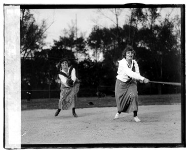 At bat, Mrs. Richie; catcher, Fannie Gerhart LCCN2016827126