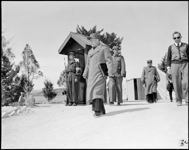 At Panmunjom, Korea, exchange site, Major General Lee Sang-Jo Communist liaison officer, departs after agreeing in... - NARA - 542263