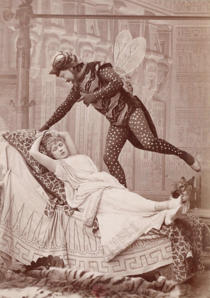 Atelier Nadar - Jeanne Granier (Eurydice) and Eugène Vauthier (Jupiter) in the fly scene from Jacques Offenbach's Orphée aux enfers
