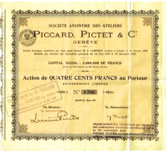 Ateliers Piccard, Pictet & Cie 1917