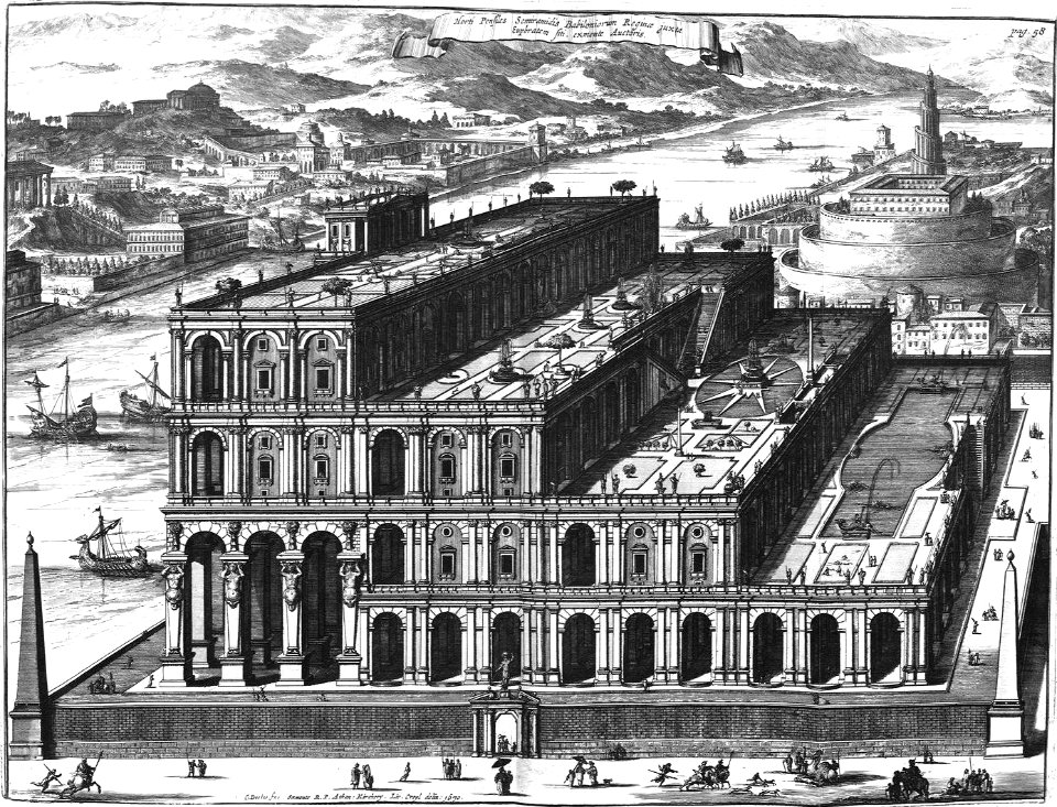 Athanasius Kircher - Turris Babel - Hanging gardens of Babylon