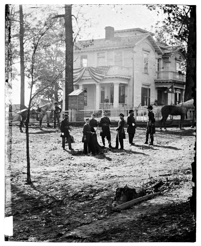 Atlanta, Georgia. Federal officers standing in front of house. (Formerly headquarters of Gen. John Bell Hood.) LOC cwpb.03389