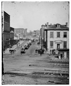 Atlanta, Ga. Northward view across the tracks on Whitehall Street, with wagon train LOC cwpb.03466