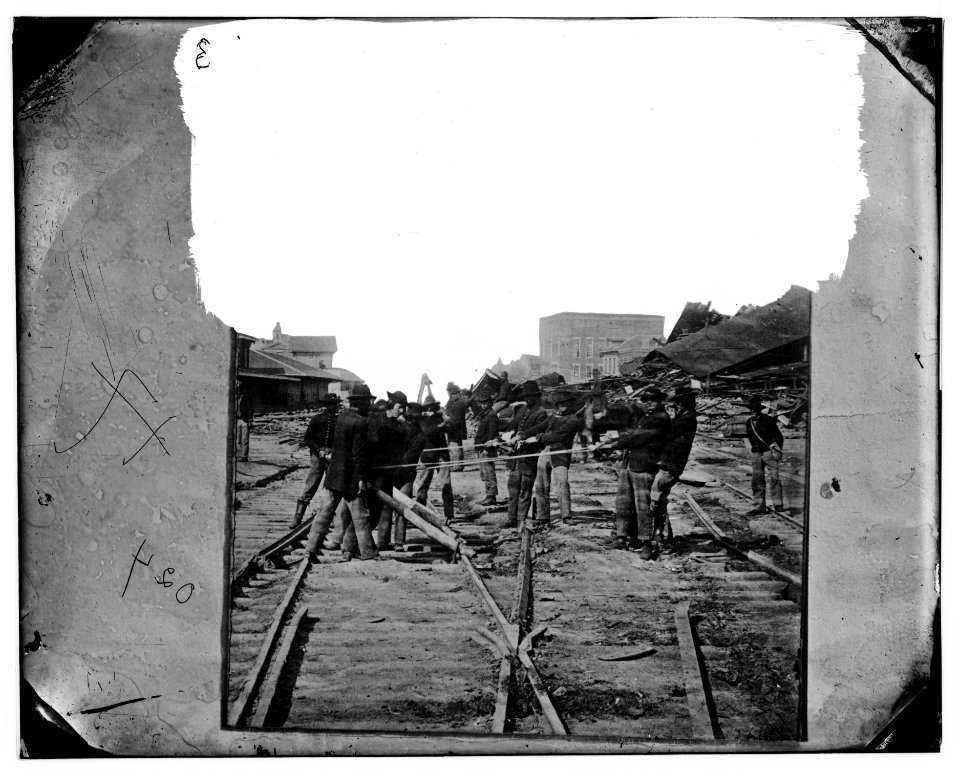 Atlanta, Georgia. Sherman's men tearing up railroad track LOC ds.07447