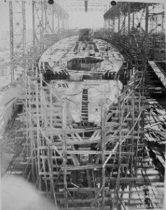 BB-53 PCU Iowa, view of stern looking forward