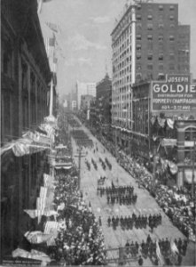 Atlantic Squadron parade Seattle 1908 B&W photo