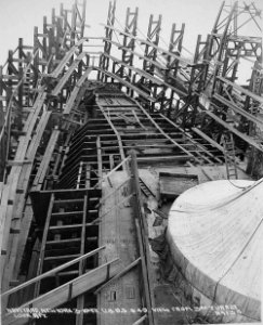 BB-49 PCU South Dakota, view from 3rd turret looking aft