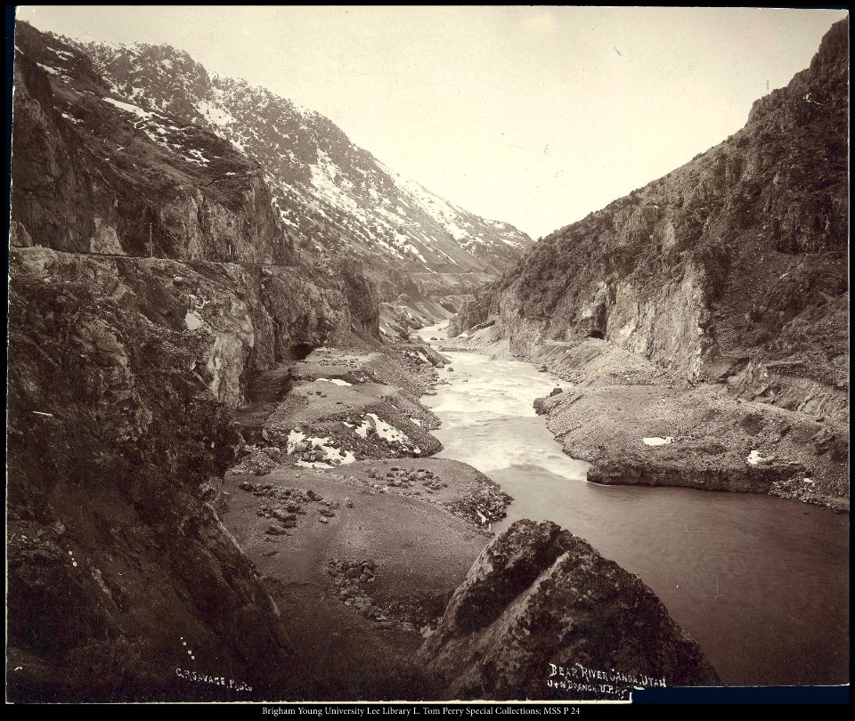 Bear River Canon, Utah U.& N. Branch, U.P.Ry., C.R Savage Photo.