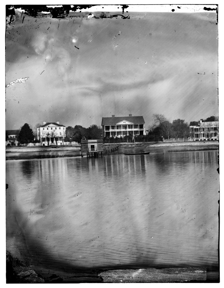 Beaufort, South Carolina. View of Beaufort from the waterfront. Fuller's House LOC cwpb.00754